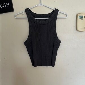 aerie Black Ribbed Tank Top